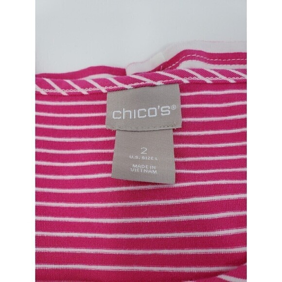 CHICO'S LOT TWO LONG SLEEVE PULLOVER TOP HOT PINK & BEIGE SIZE 2 LARGE - Picture 8 of 12